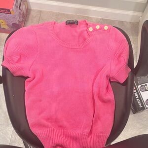Polo by Ralph Lauren Bright Pink Button-Shoulder Sweater